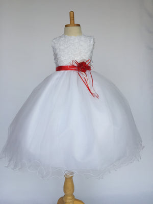 White Chiffon Floral Carnation 4 Layer Tulle Dress