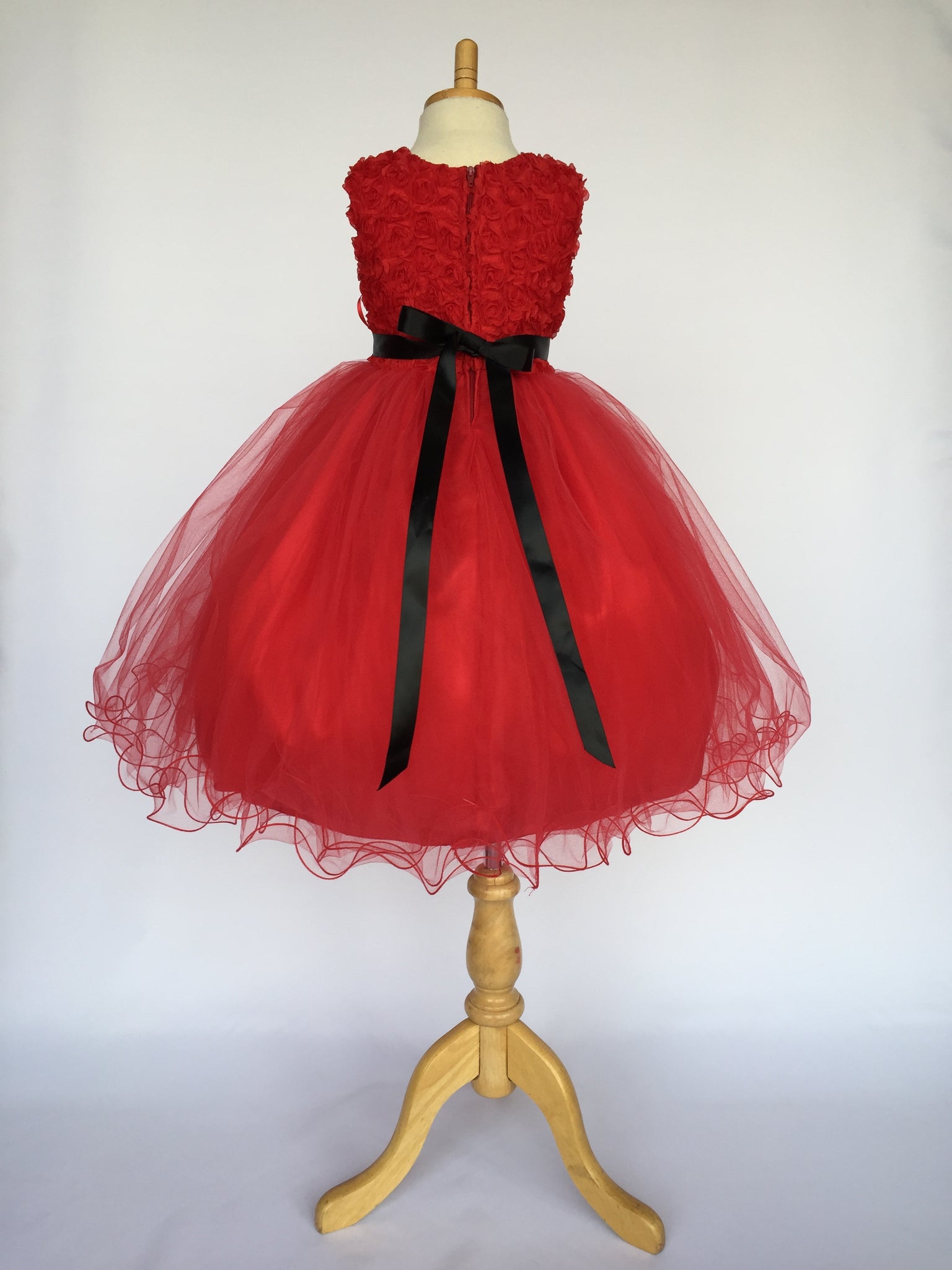 Red Chiffon Floral Carnation 4 Layer Tulle Dress