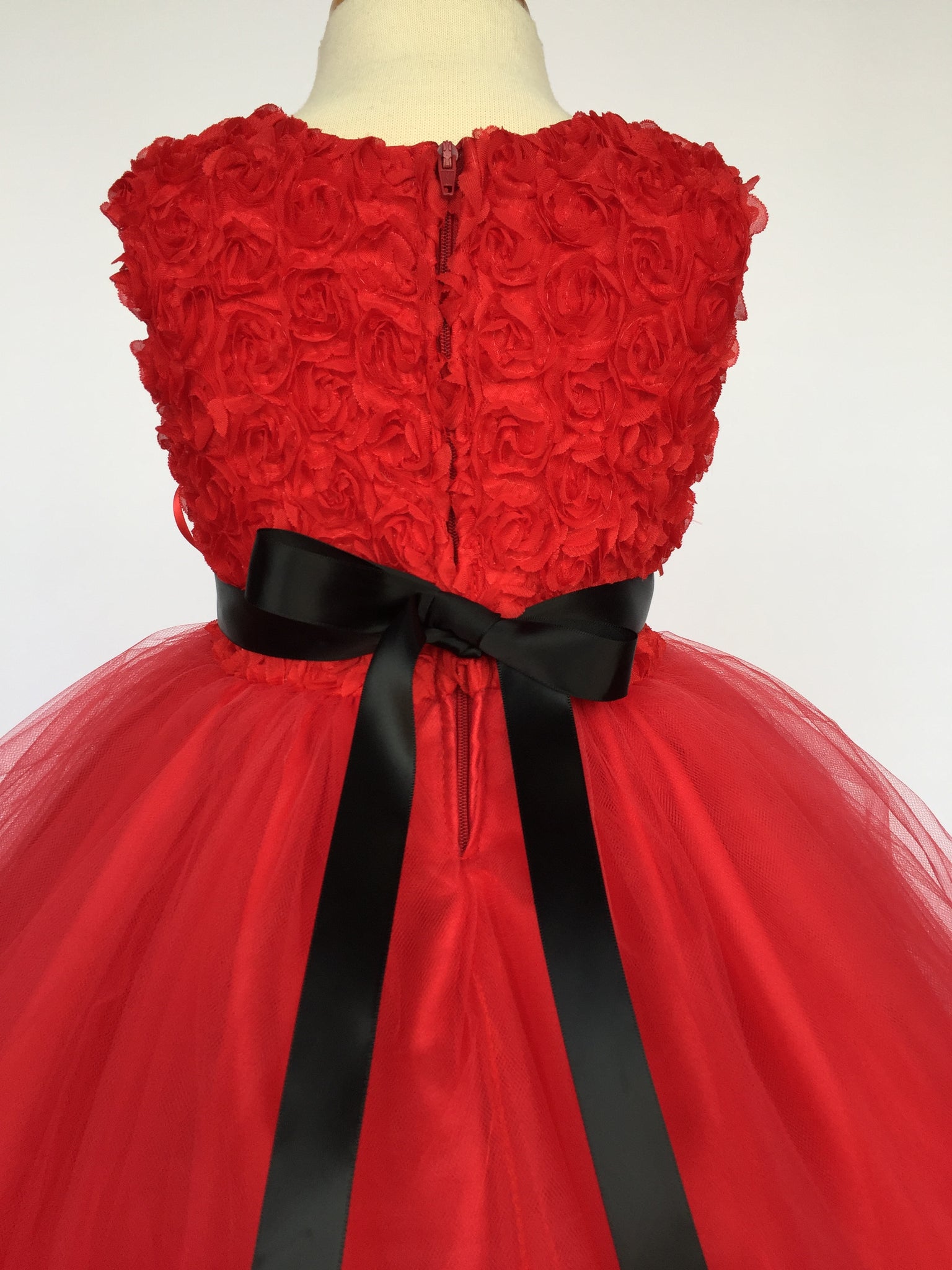 Red Chiffon Floral Carnation 4 Layer Tulle Dress