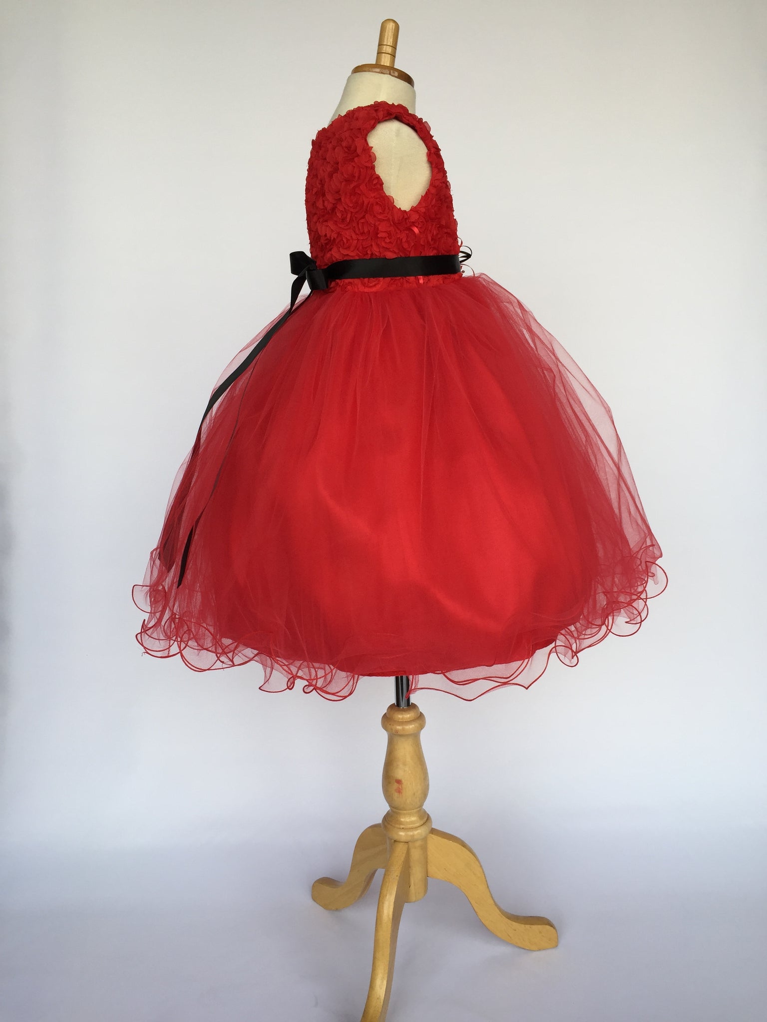 Red Chiffon Floral Carnation 4 Layer Tulle Dress