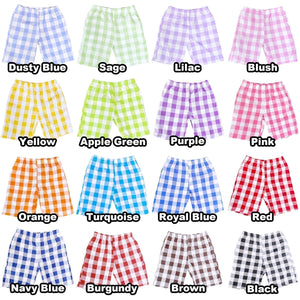 Kid Youth Unisex Multicolor Checkered Plaid Royal Blue White Shorts