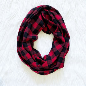 Plaid Multi Color Infinity Scarf Child Boy Girl Women Men Adult Scarves