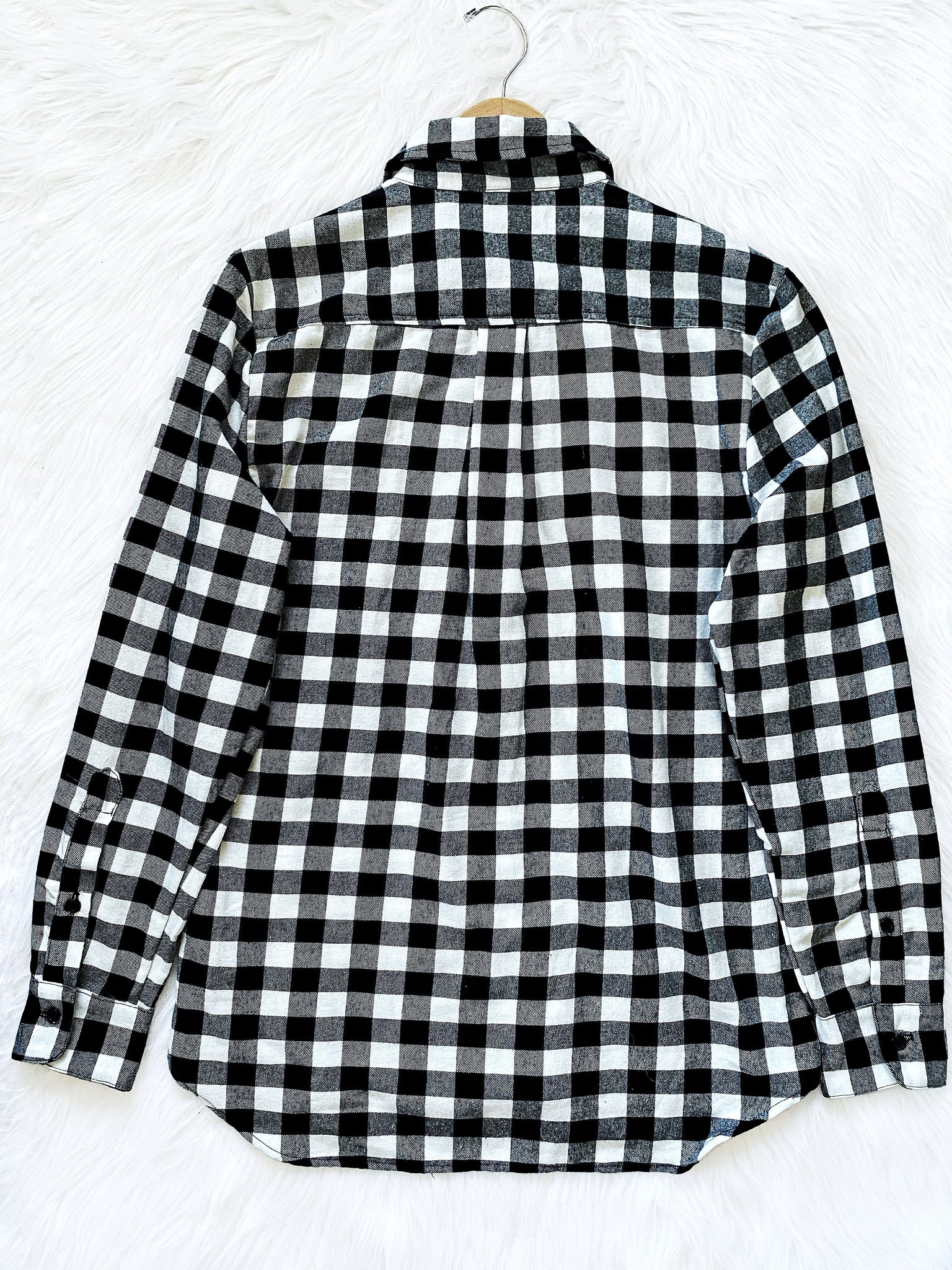 Long Sleeve Red Black Buffalo Plaid Flannel Cotton Shirt Unisex