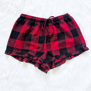 PJ Youth Pajama Plaid Red Green White Ruffle Shorts