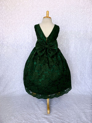 V-Back Champagne Full French Lace Dress Bow