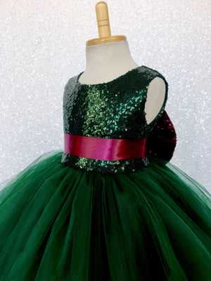 Tulle 2 Layer Mini Sequin Hunter Green Burgundy Sequin Bow