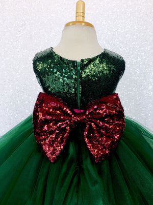 Tulle 2 Layer Mini Sequin Hunter Green Burgundy Sequin Bow