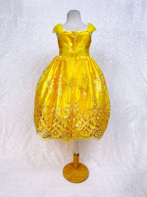 Off the Shoulder Yellow Belle Inspired Formal Costume Gown