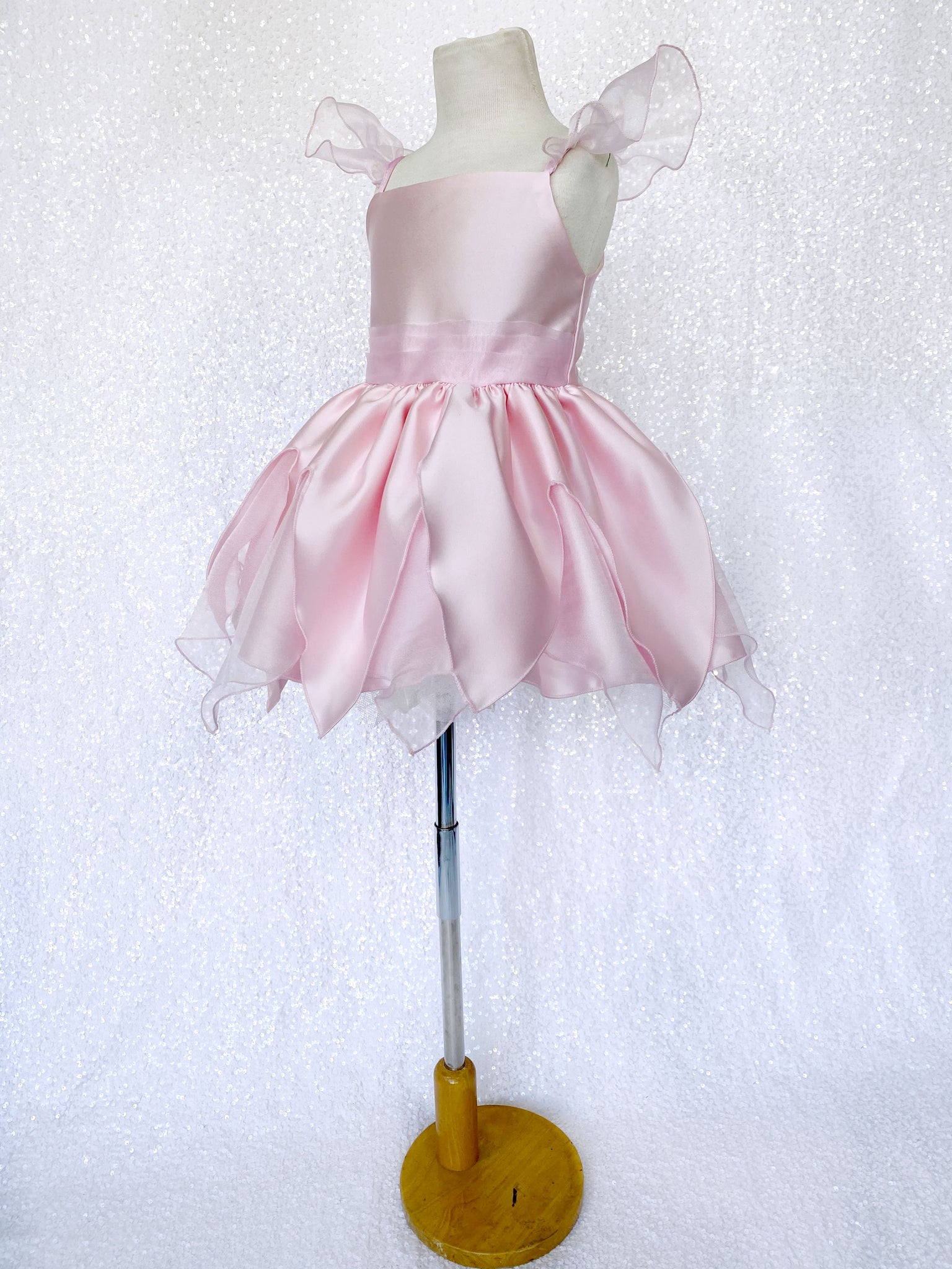 Satin Light Pink Blush Fairy Tinkerbell Inspired Halloween Costume Dress