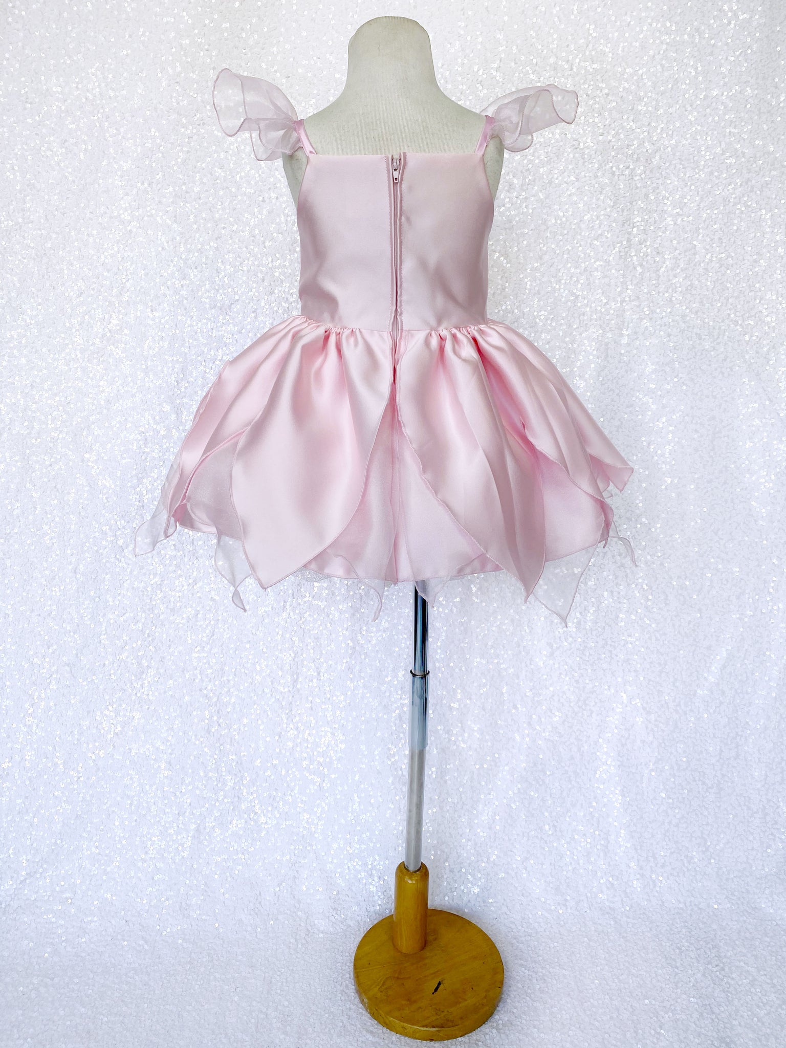 Satin Light Pink Blush Fairy Tinkerbell Inspired Halloween Costume Dress