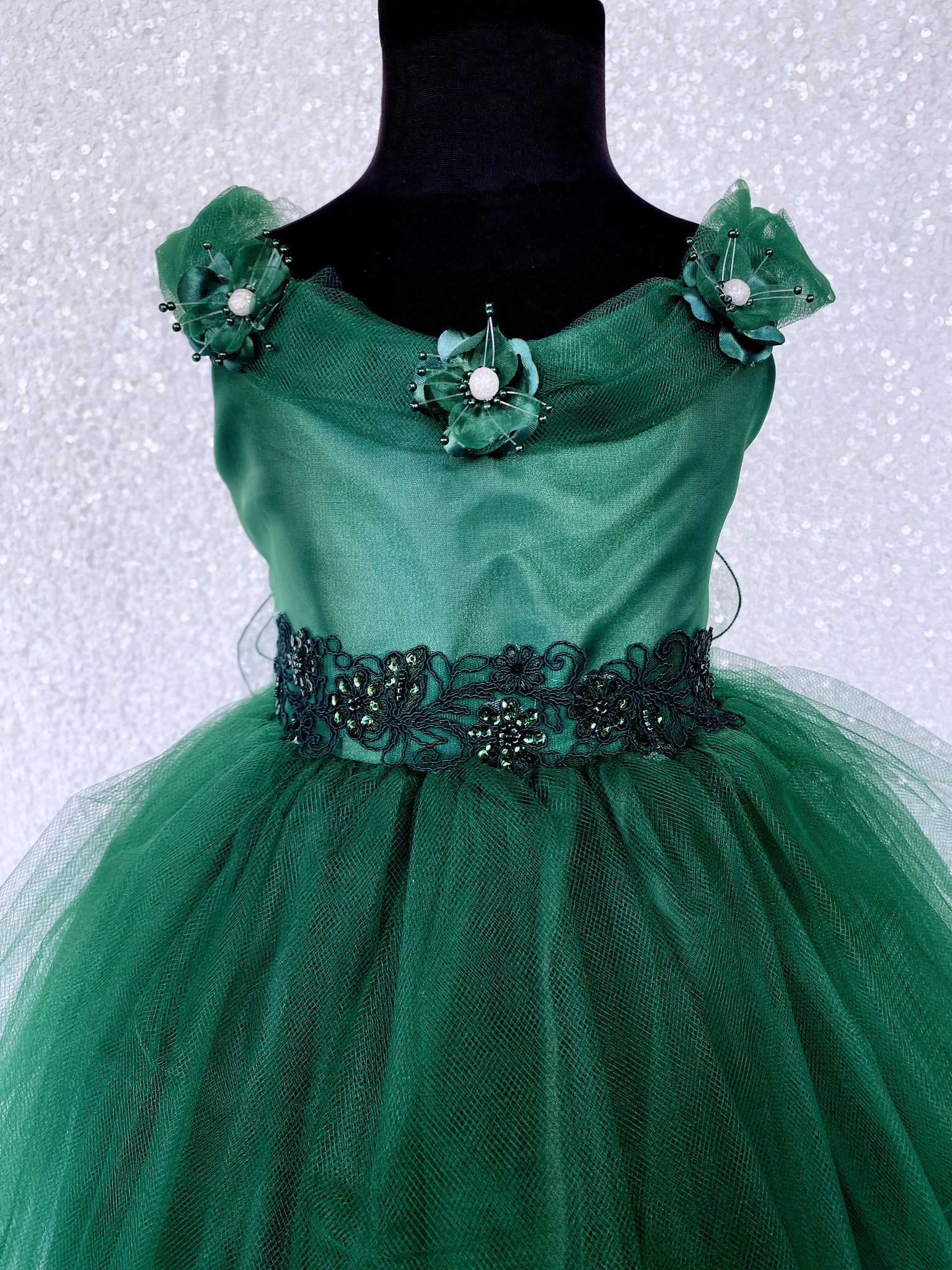 Tulle Wing Application FL 2 Layer Tulle Hunter Green Fairy Dress