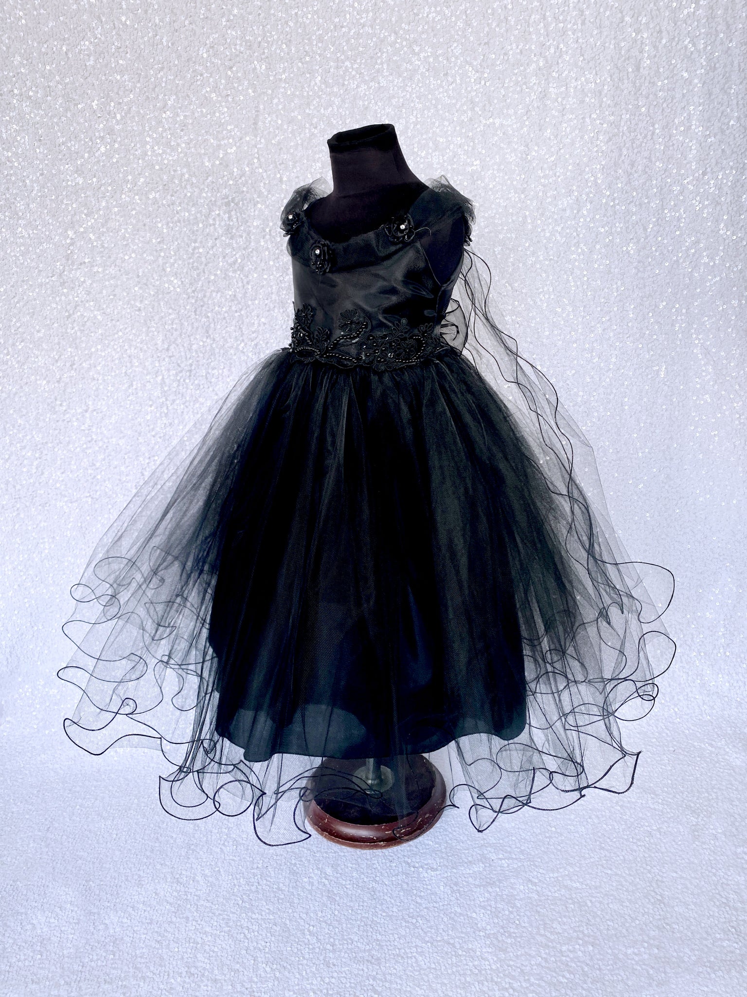 Black Fairy Wing Application FL 2 Layer Tulle Dress