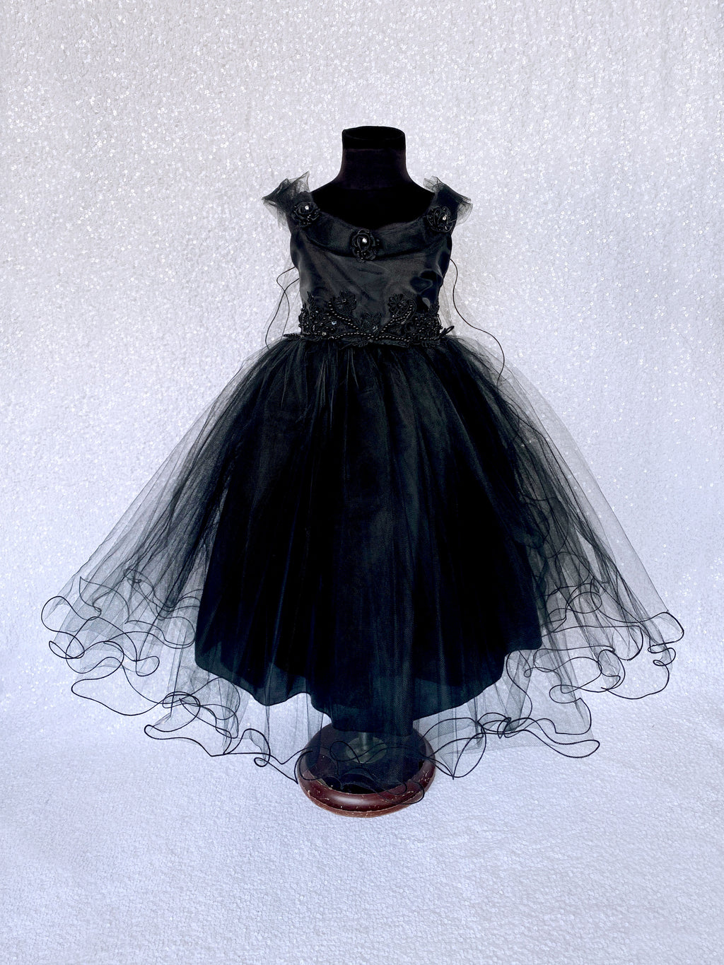 Black Fairy Wing Application FL 2 Layer Tulle Dress