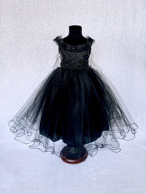 Black Fairy Wing Application FL 2 Layer Tulle Dress