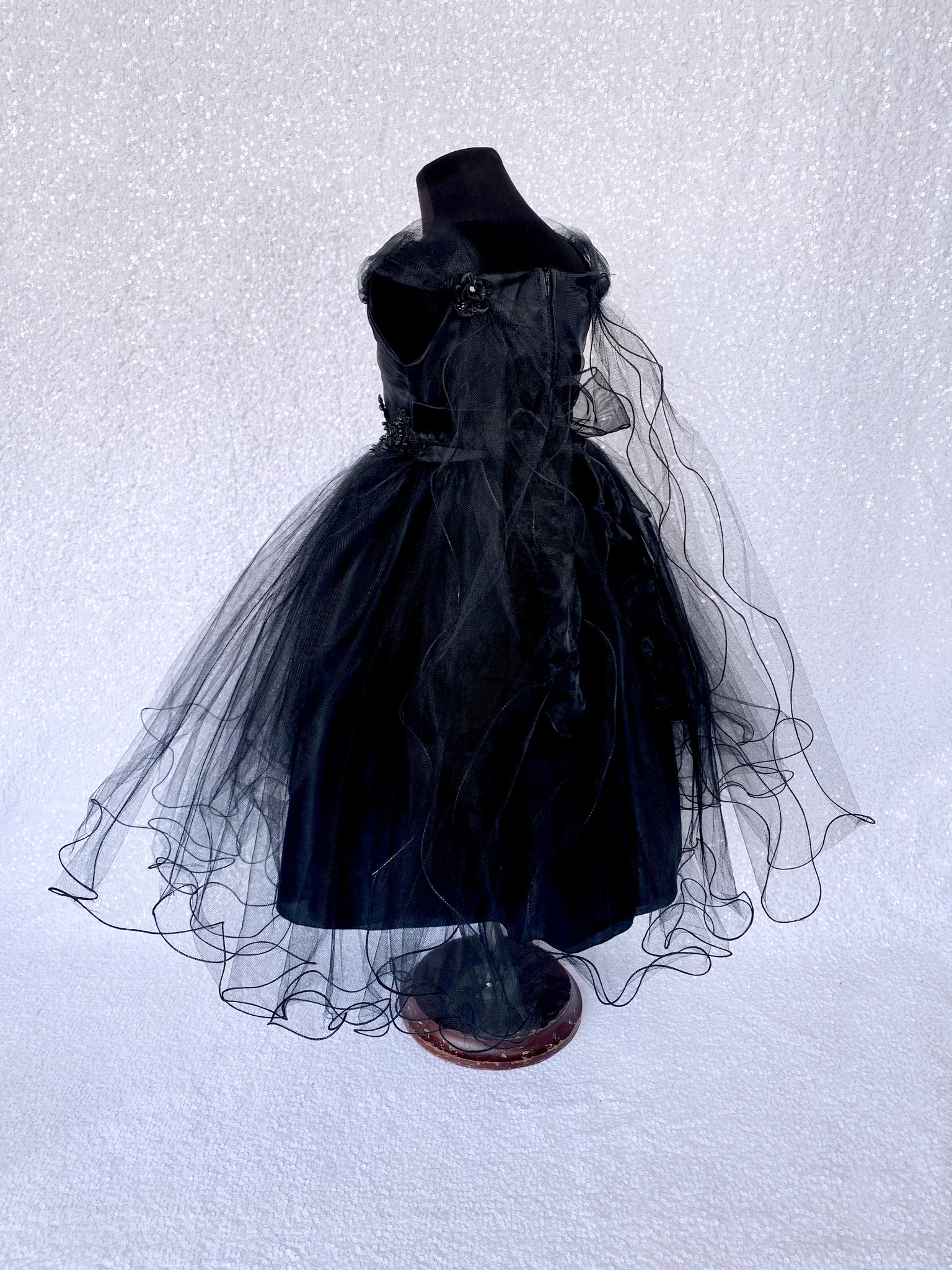 Black Fairy Wing Application FL 2 Layer Tulle Dress