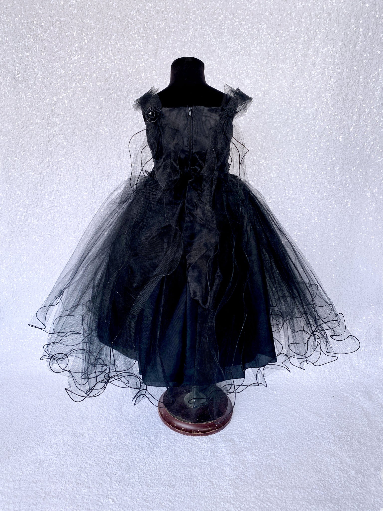 Black Fairy Wing Application FL 2 Layer Tulle Dress