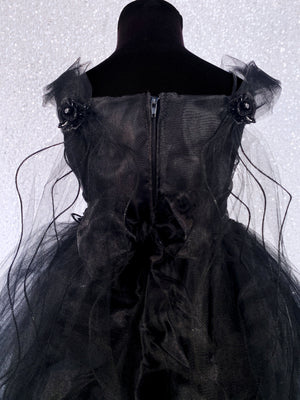 Black Fairy Wing Application FL 2 Layer Tulle Dress