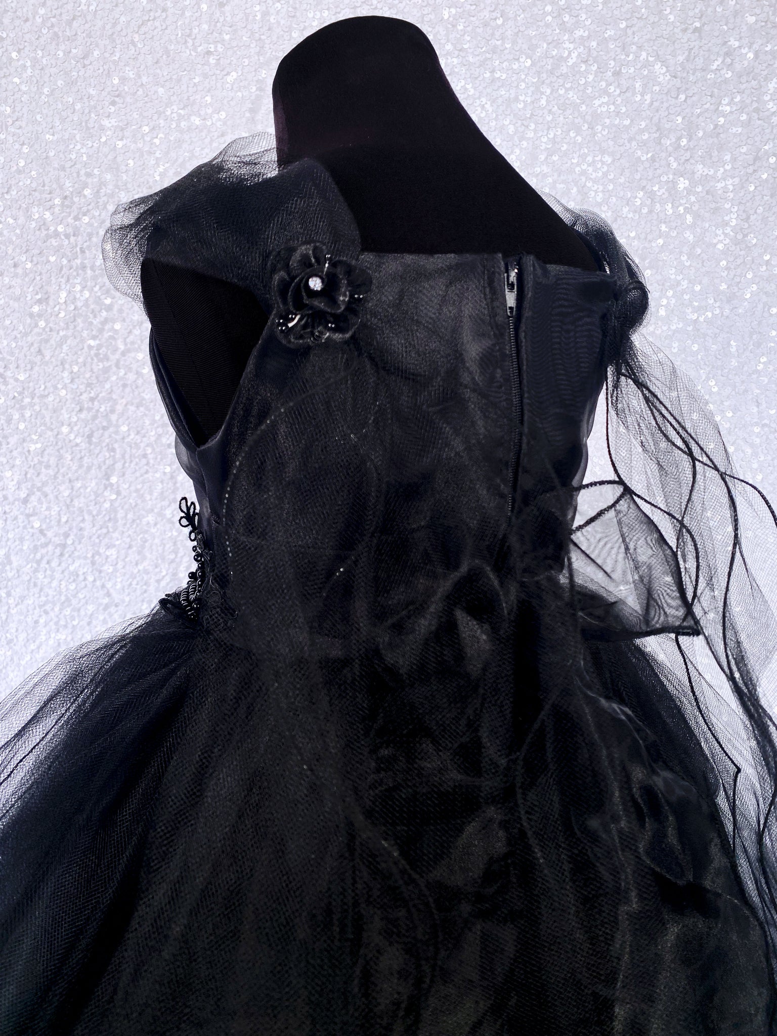 Black Fairy Wing Application FL 2 Layer Tulle Dress