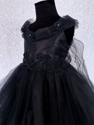 Black Fairy Wing Application FL 2 Layer Tulle Dress