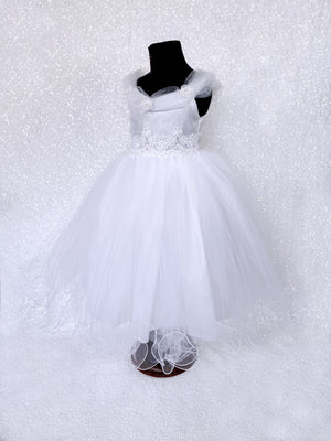 White Fairy Winged Application FL 2 Layer Tulle Dress