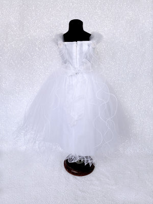 White Fairy Winged Application FL 2 Layer Tulle Dress