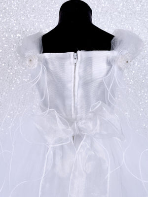 White Fairy Winged Application FL 2 Layer Tulle Dress