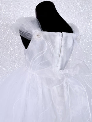 White Fairy Winged Application FL 2 Layer Tulle Dress