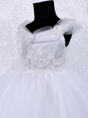 White Fairy Winged Application FL 2 Layer Tulle Dress