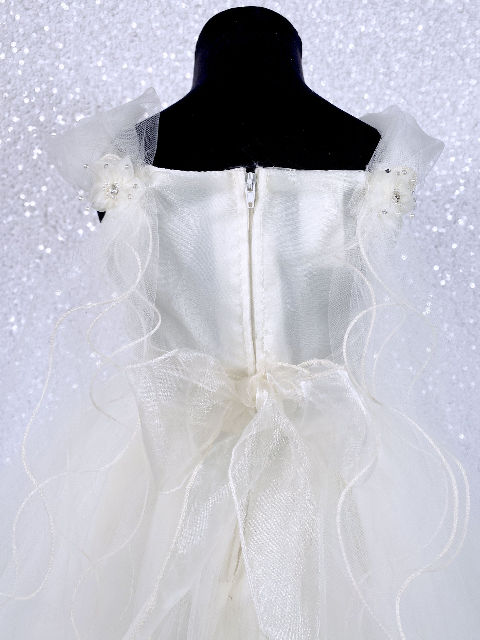 Ivory FL 2 Layer Fairy Winged Application Dress