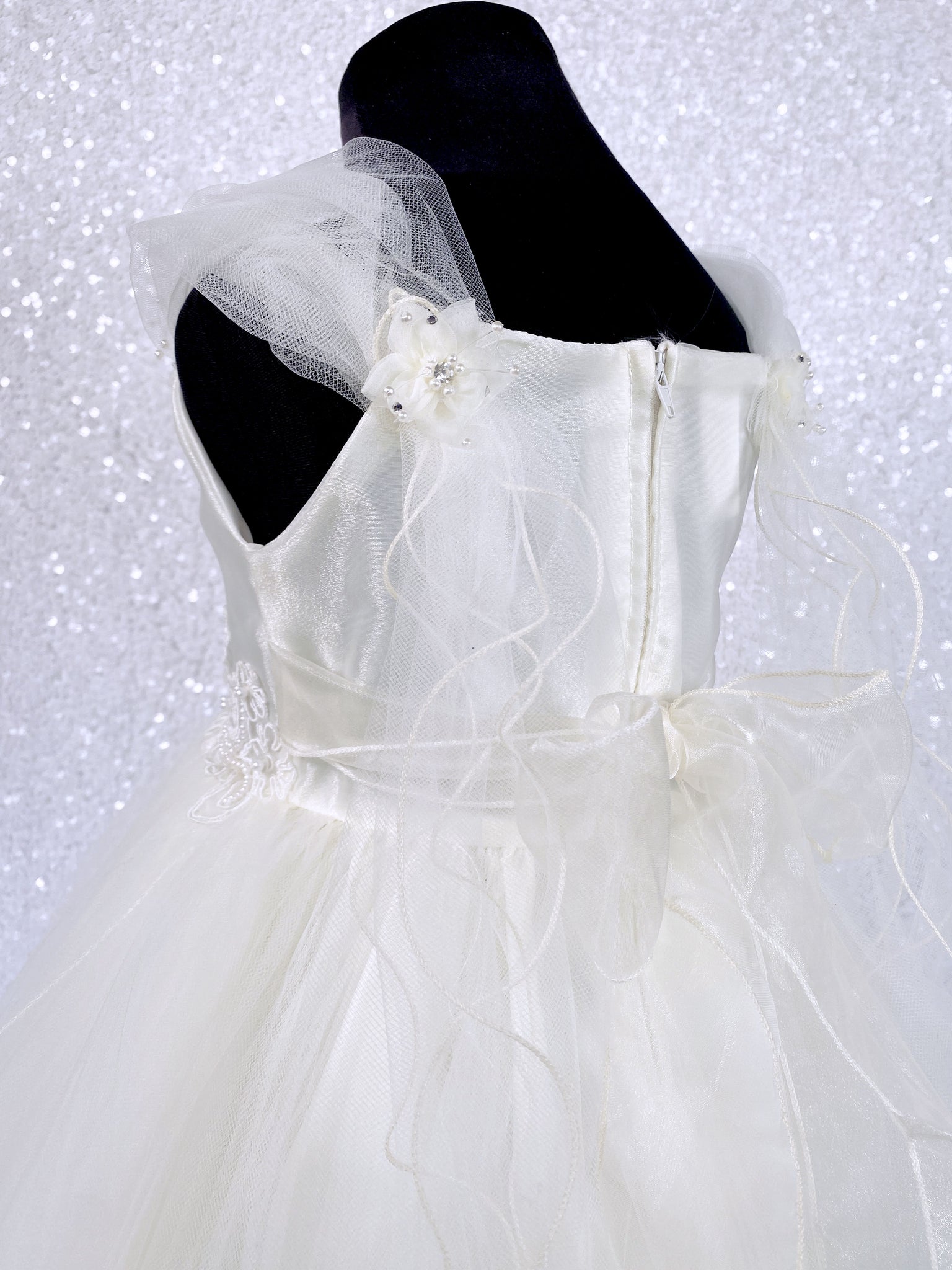 Ivory FL 2 Layer Fairy Winged Application Dress