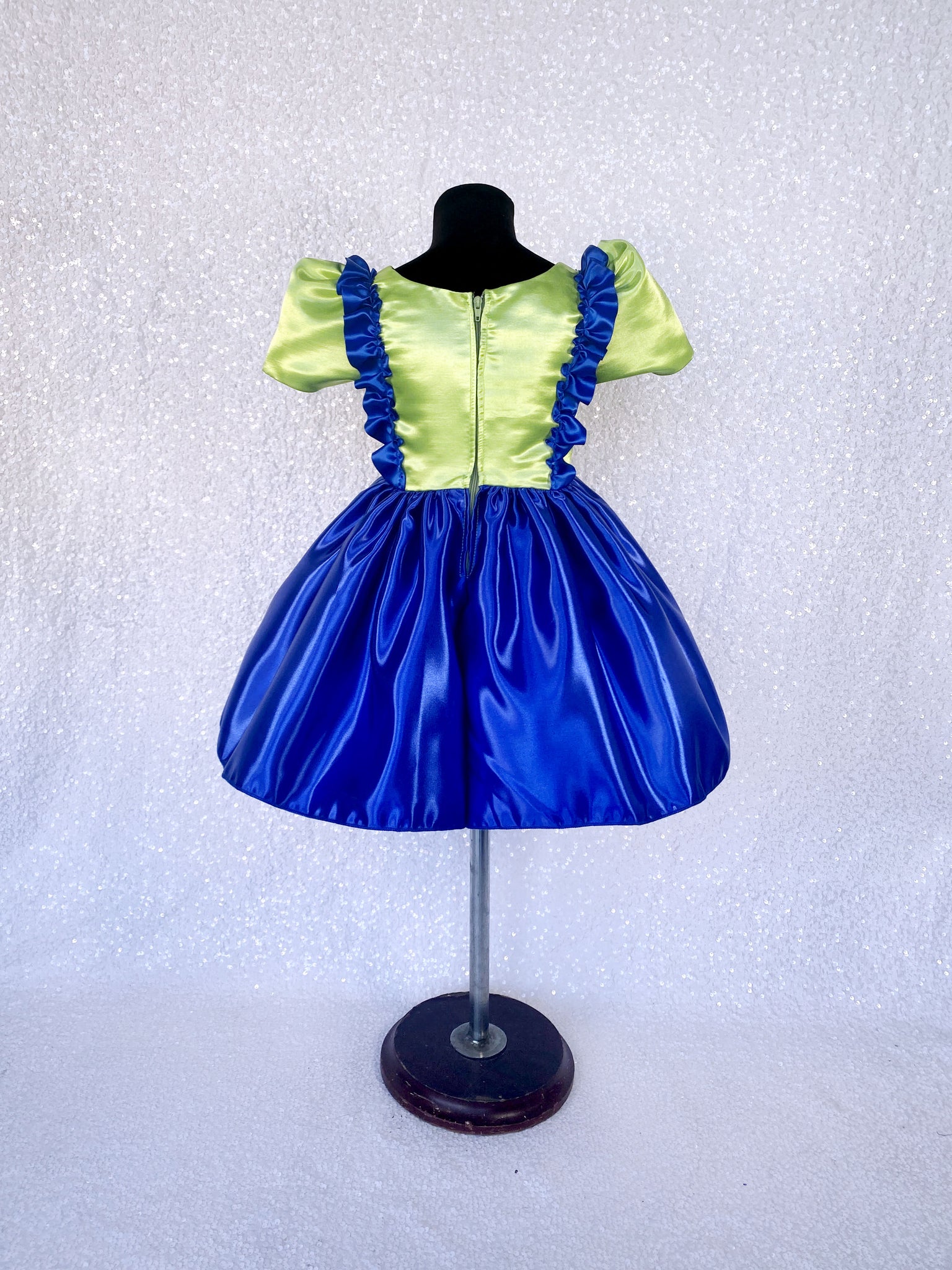 Green Blue Short Sleeve Video Game Luigi Inspired Costume Dress