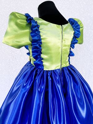 Green Blue Short Sleeve Video Game Luigi Inspired Costume Dress