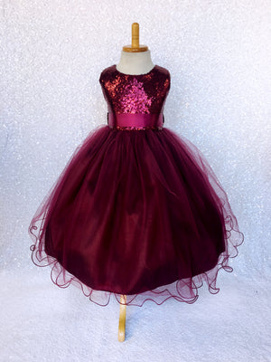 Burgundy Sequin Fishing Line 2 Layer Gown Bow Ribbon