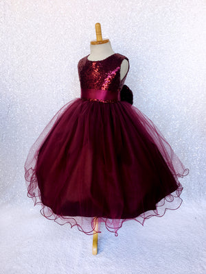 Burgundy Sequin Fishing Line 2 Layer Gown Bow Ribbon