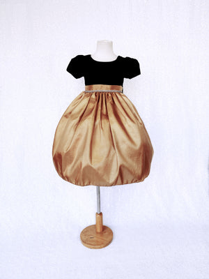 Short Sleeve Velvet Black Burgundy Taffeta Dress