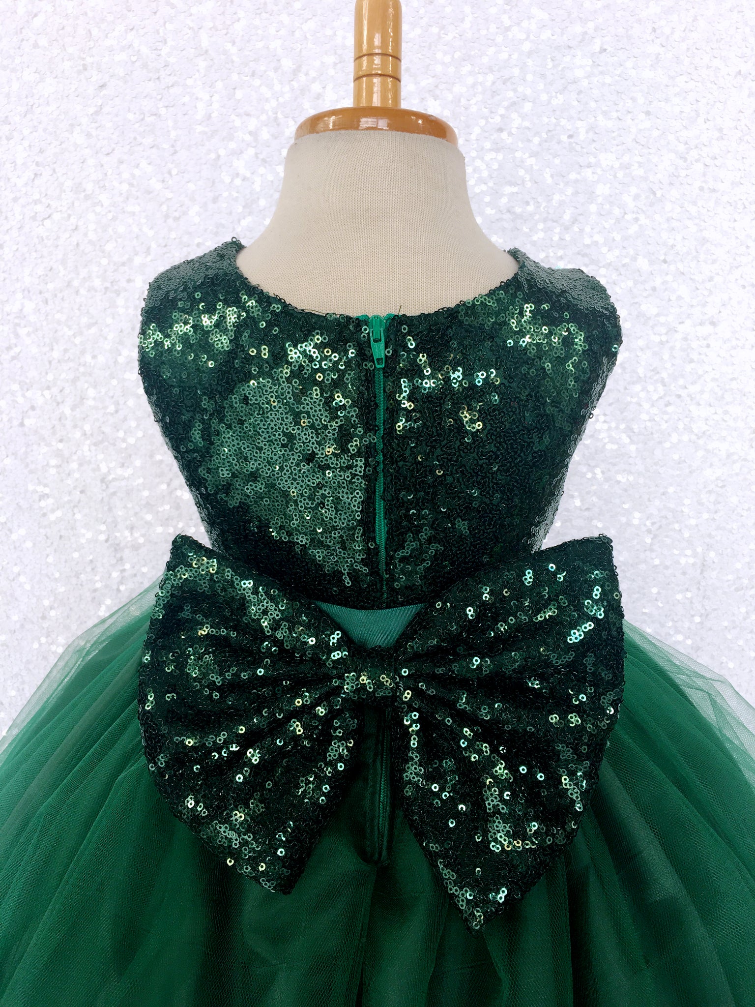 Tulle 2 Layer Mini Sequin Hunter Green Burgundy Sequin Bow