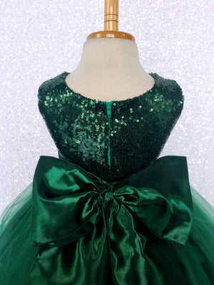 Hunter Green Sequence Fishing Line 2 Layer Gown Satin Sash