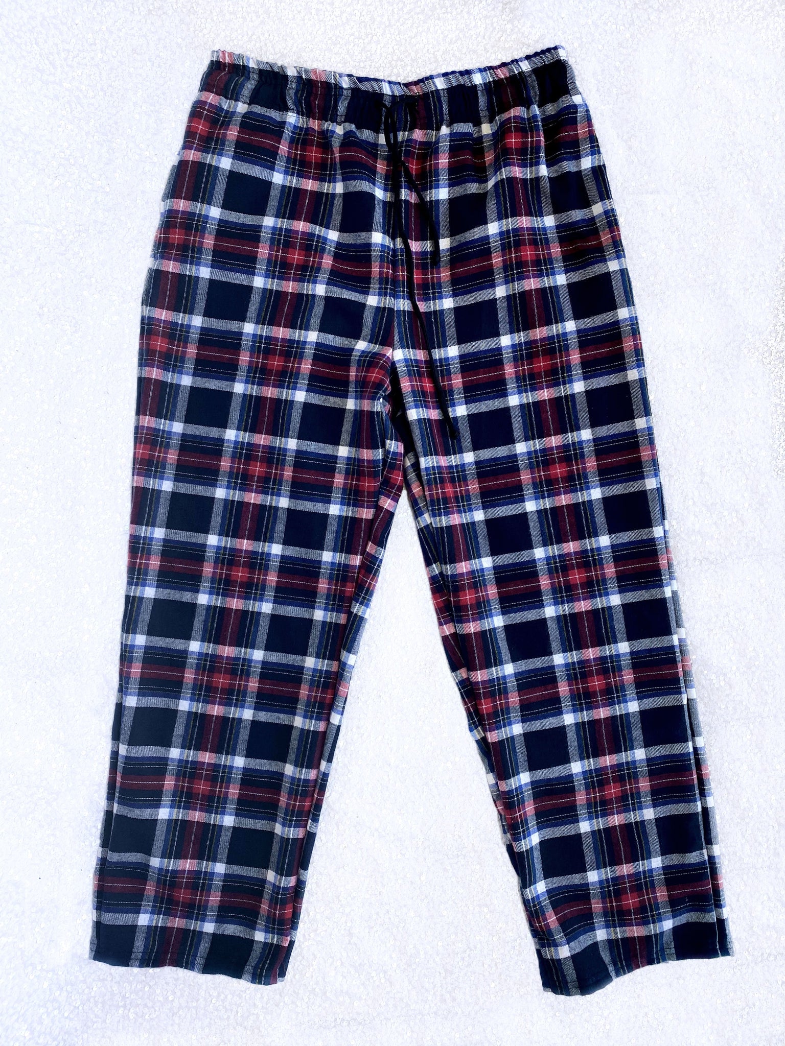 Black Navy Red White PJ Adult Pajama Plaid Pants