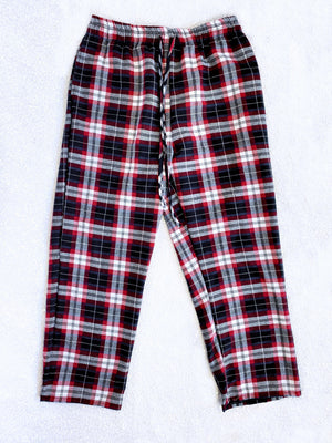 PJ Adult Red Black White Pajama Plaid Pants