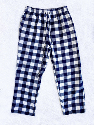 White Navy Yellow PJ Adult Pajama Plaid Pants