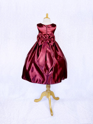 Burgundy Sleeveless Full Satin Dress