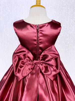 Burgundy Sleeveless Full Satin Dress