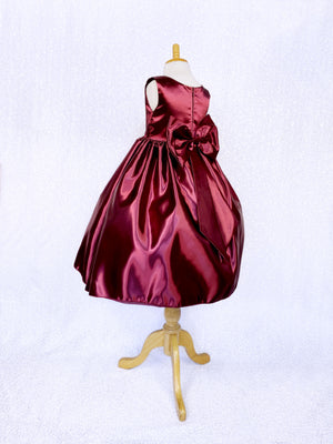 Burgundy Sleeveless Full Satin Dress