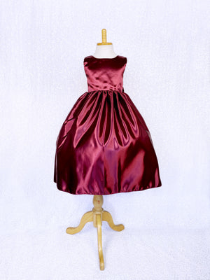 Burgundy Sleeveless Full Satin Dress