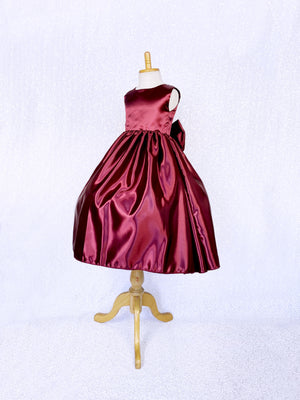 Burgundy Sleeveless Full Satin Dress