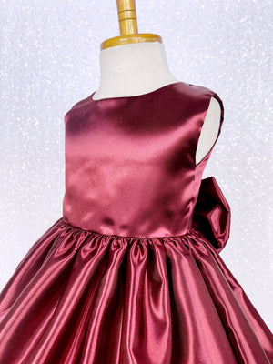 Burgundy Sleeveless Full Satin Dress