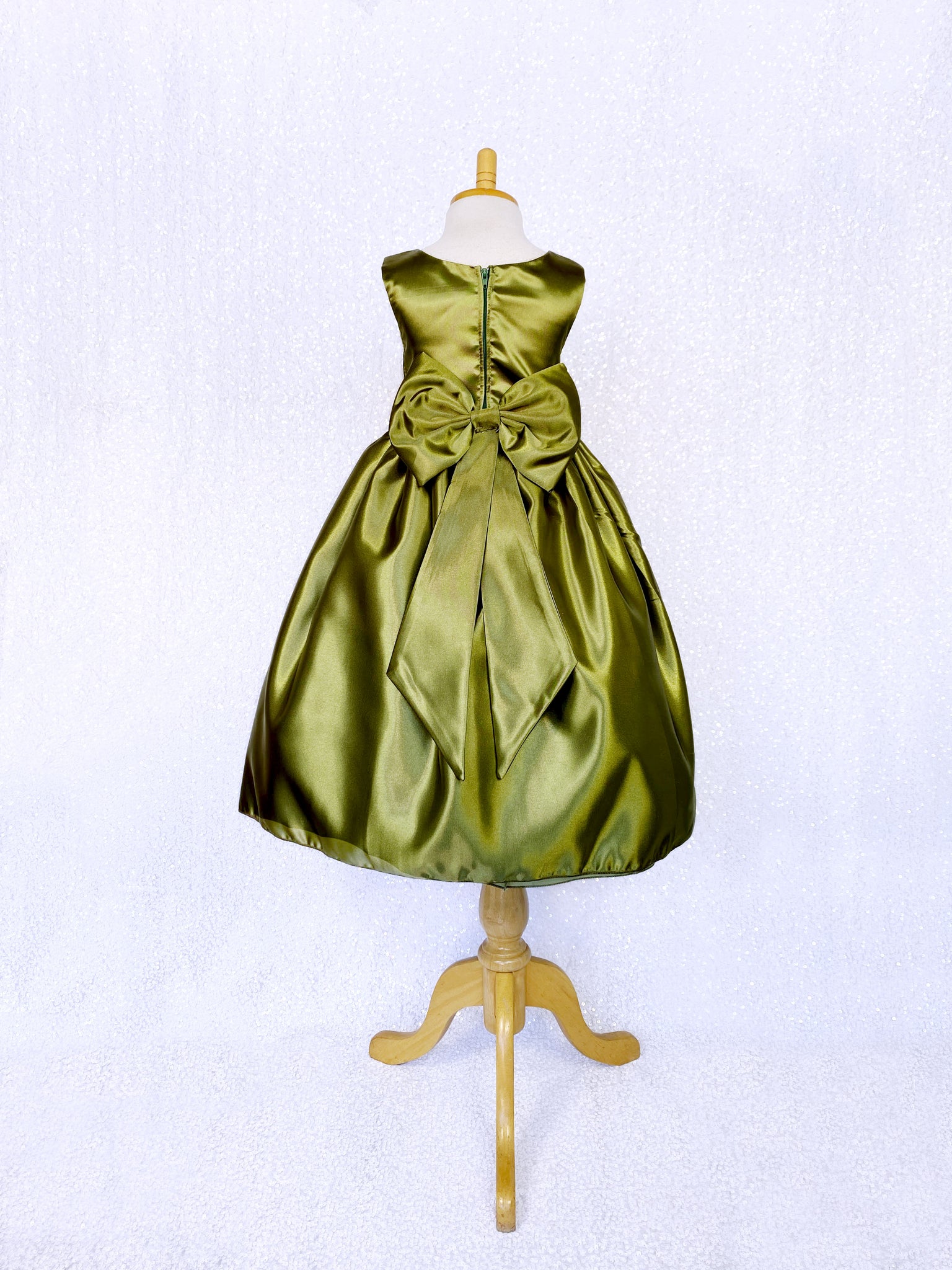 Sleeveless Sage Green Full Satin Gown