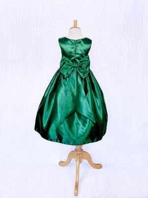 Formal Olive Green Sleeveless Satin Dress