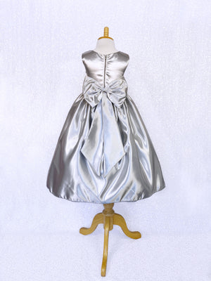 Sleeveless Formal Satin Silver Gown