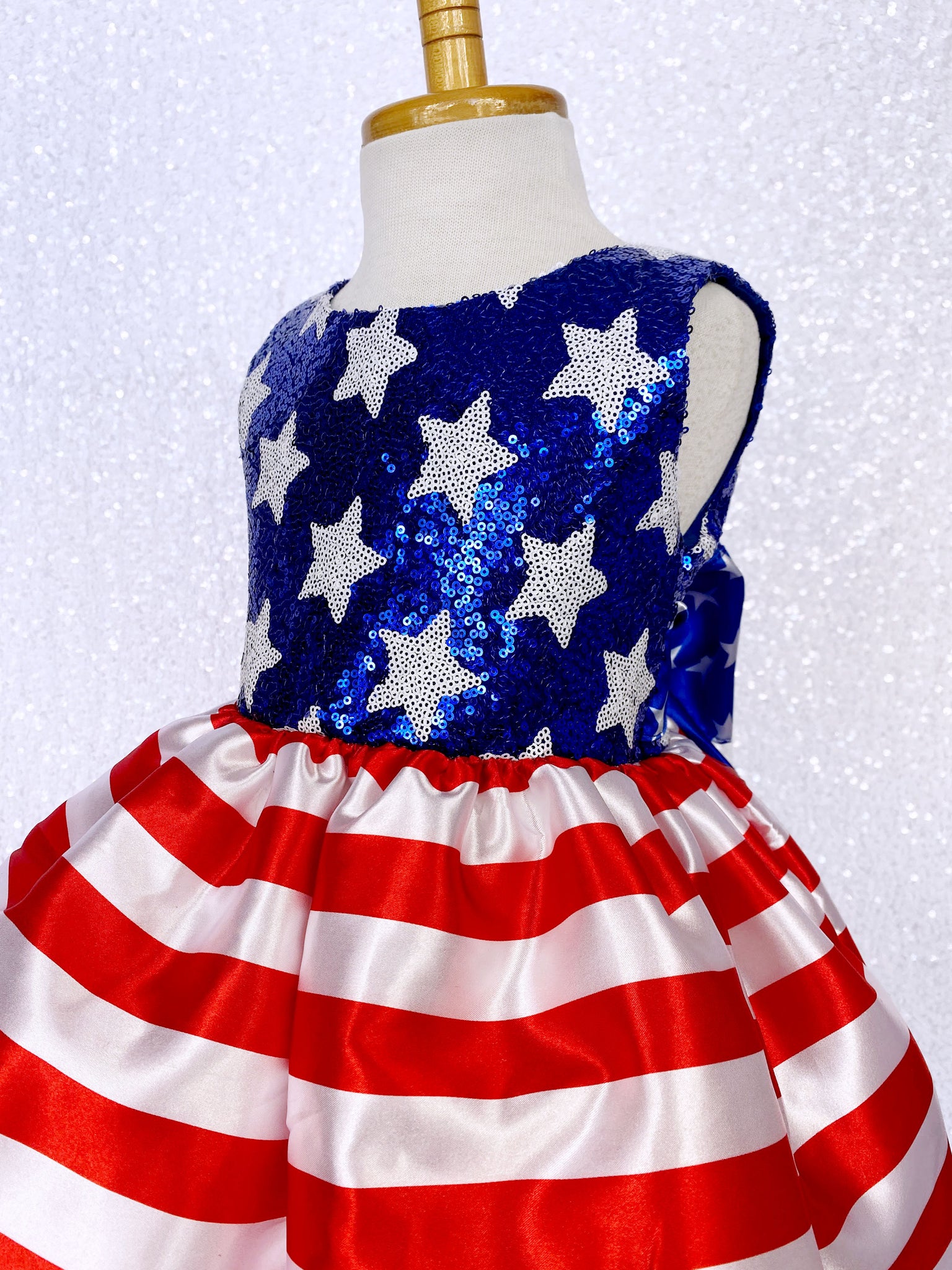 4th of July Dress Mini Sequin Star Red White Blue